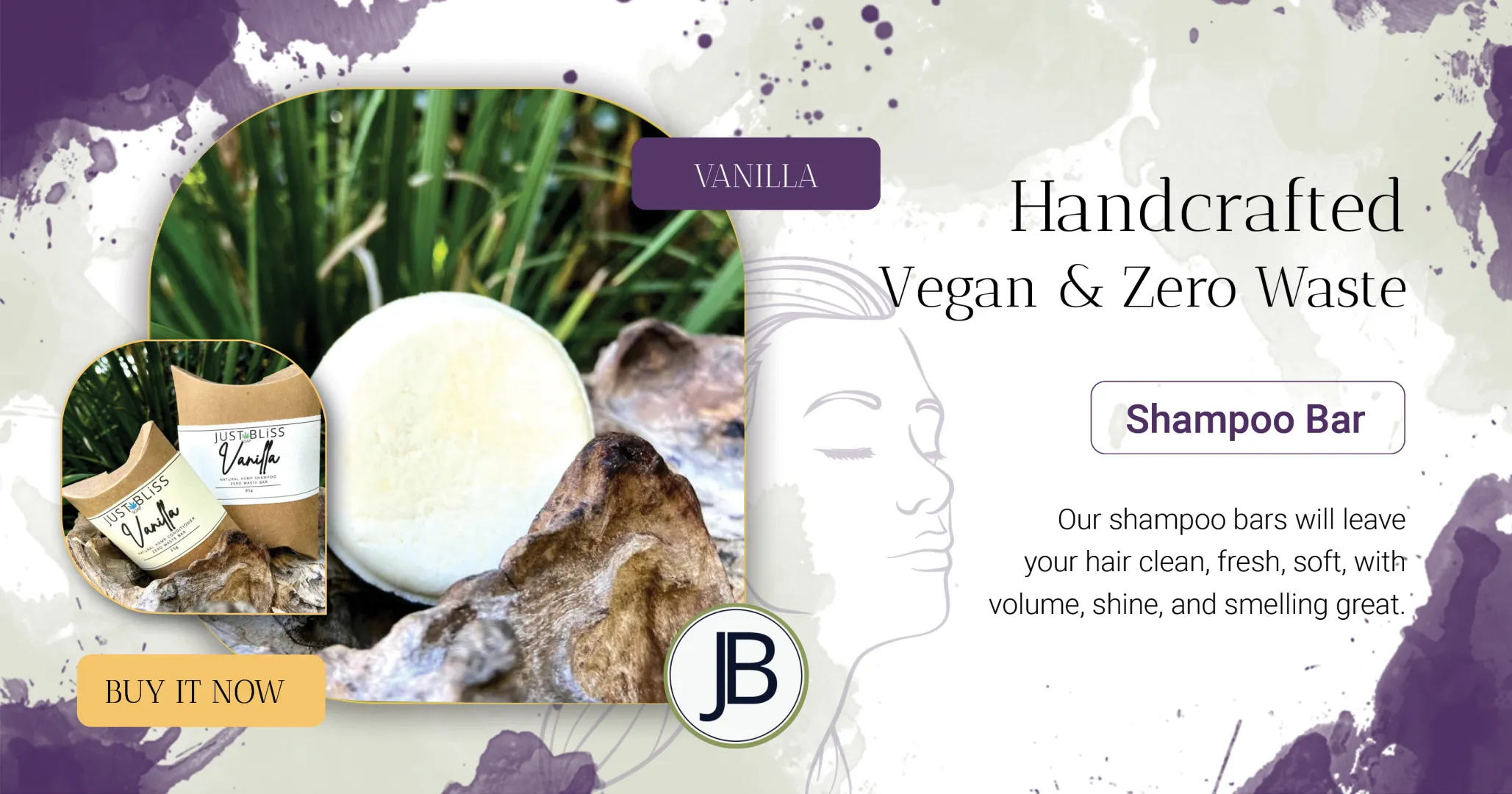 Handcrafted vegan &amp; zero waste shampoo bar | Vanilla | JUST Bliss