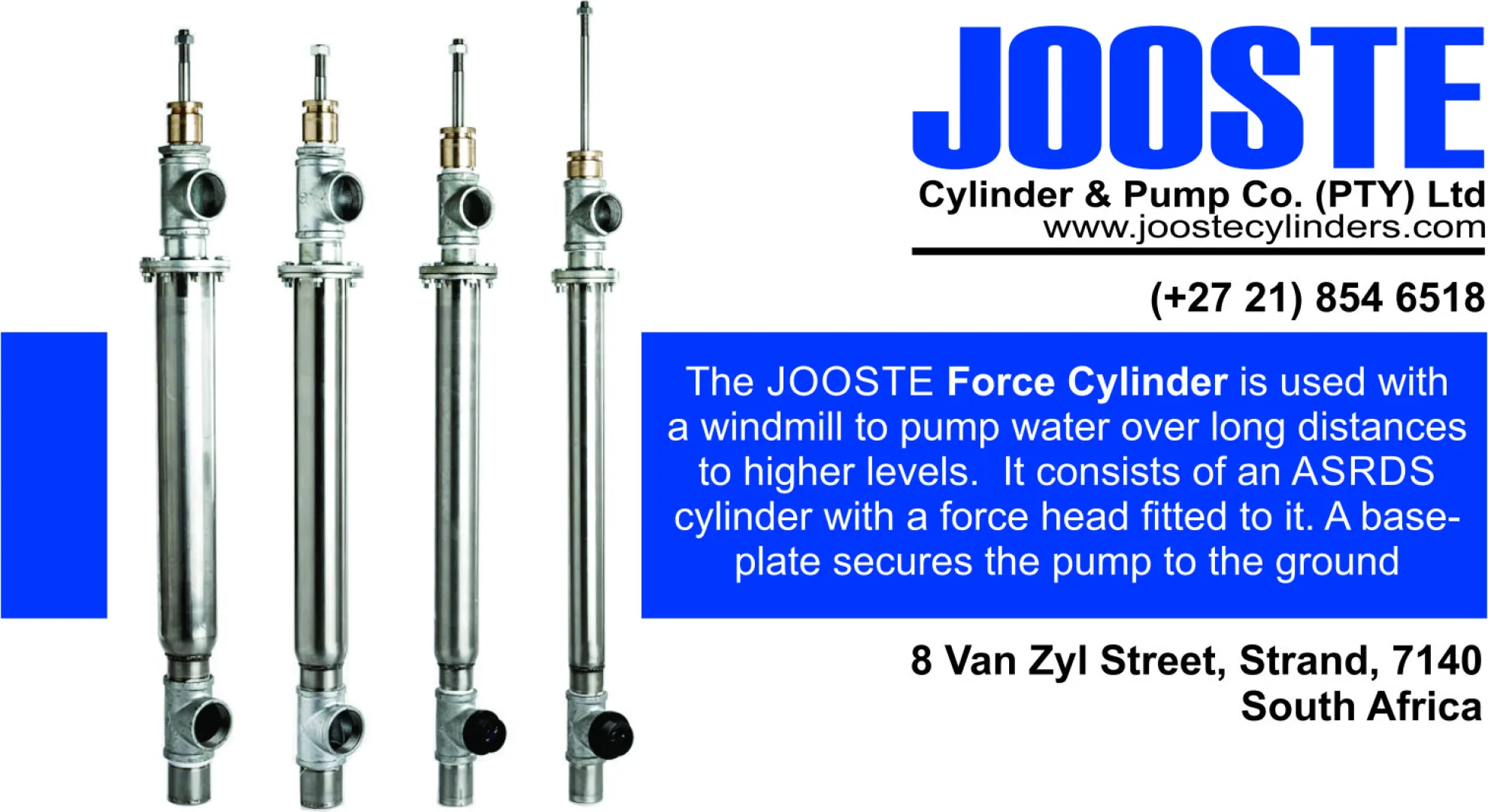 Force cylinder | Jooste Cylinder &amp; Pump Co. (PTY) Ltd