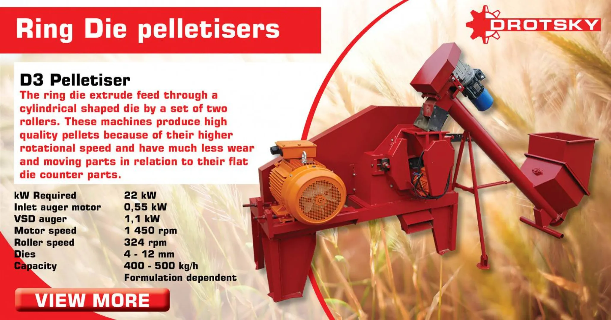 Ring die pelletisers | D3 Pelletiser | Drotsky