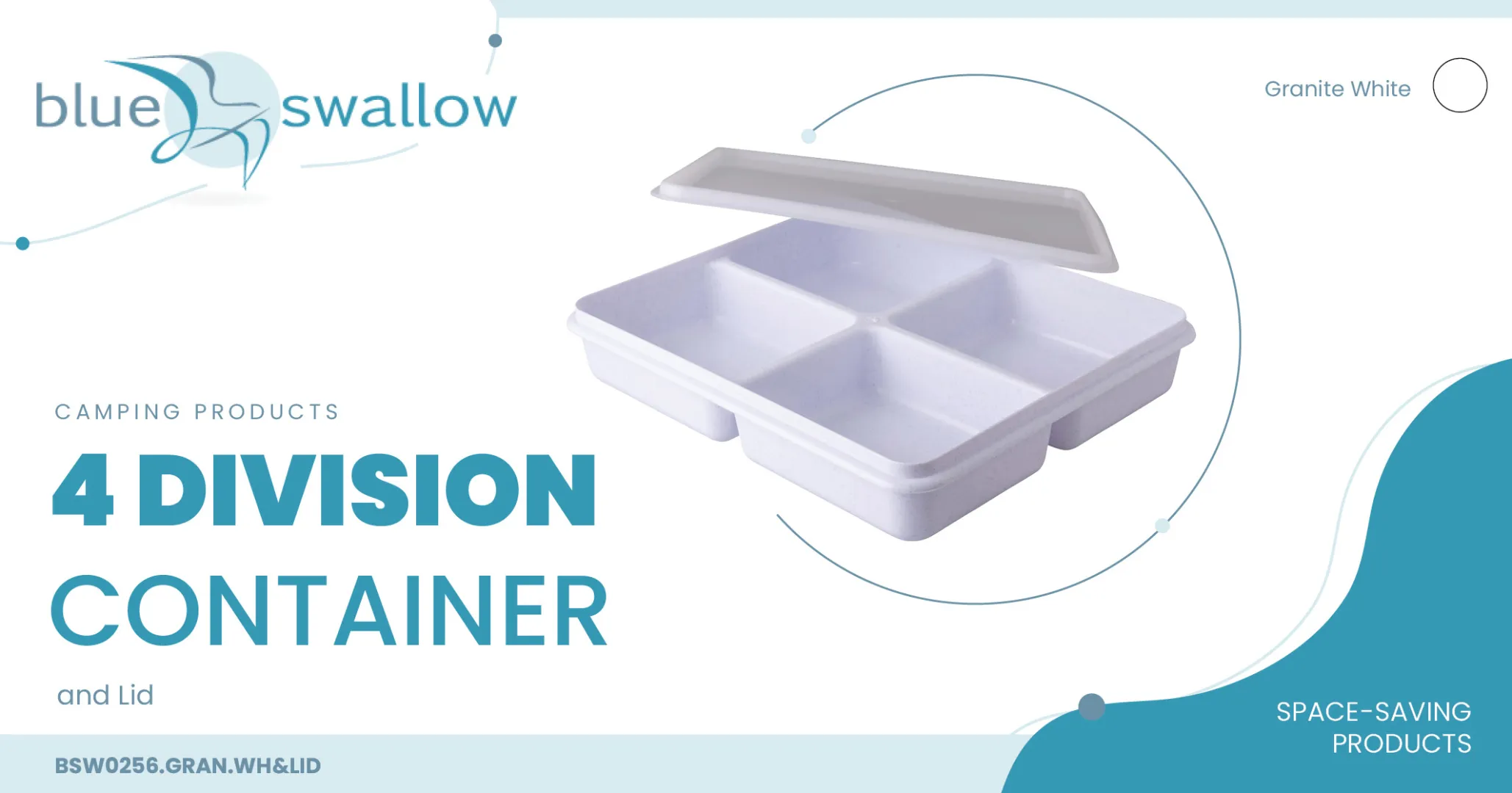 4 Division container  &amp; lid | Camping products | Blue Swallow
