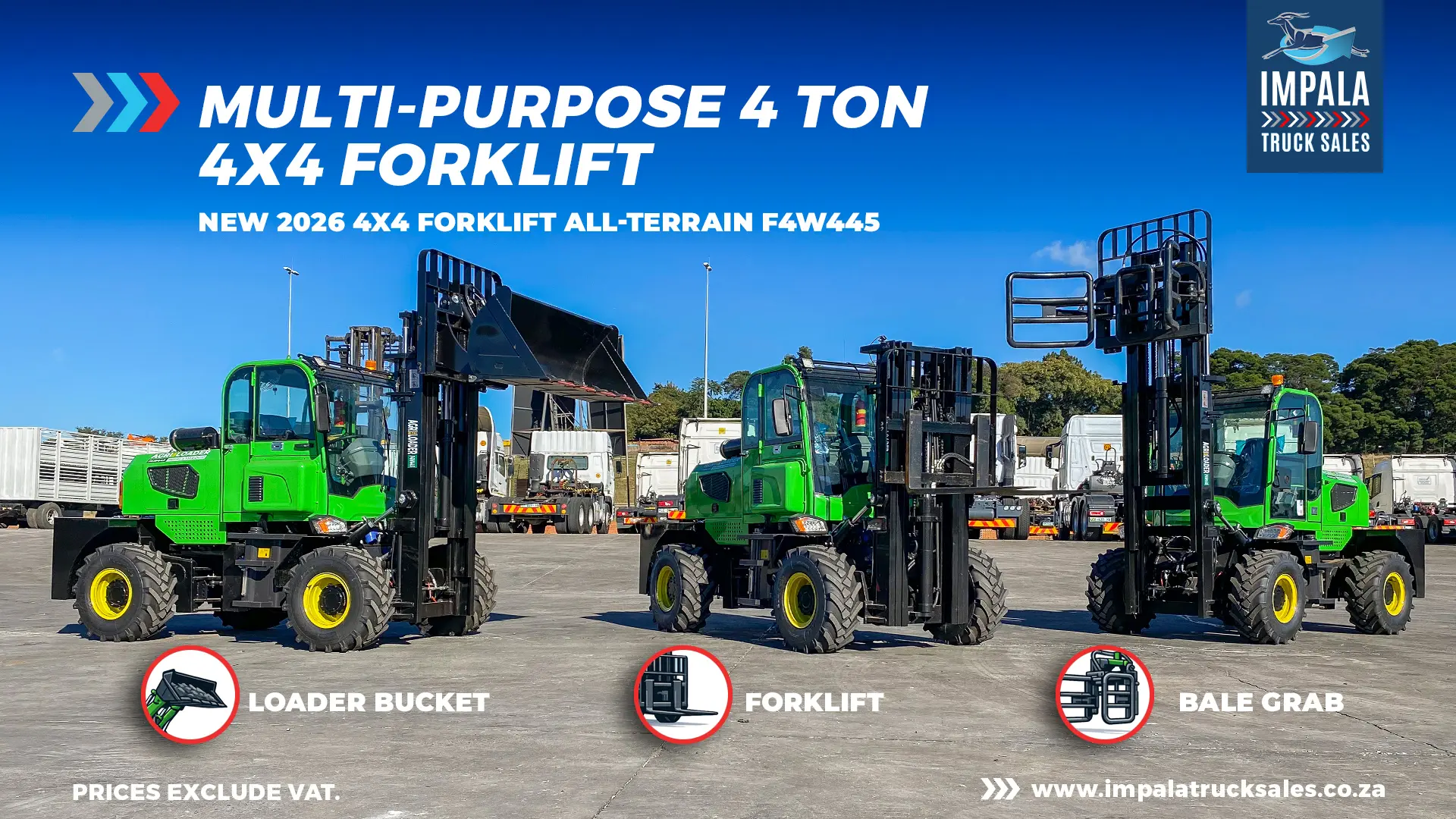 Get the job done: 4 Ton 4x4 multi-purpose forklift for sale from Impala Truck Sales