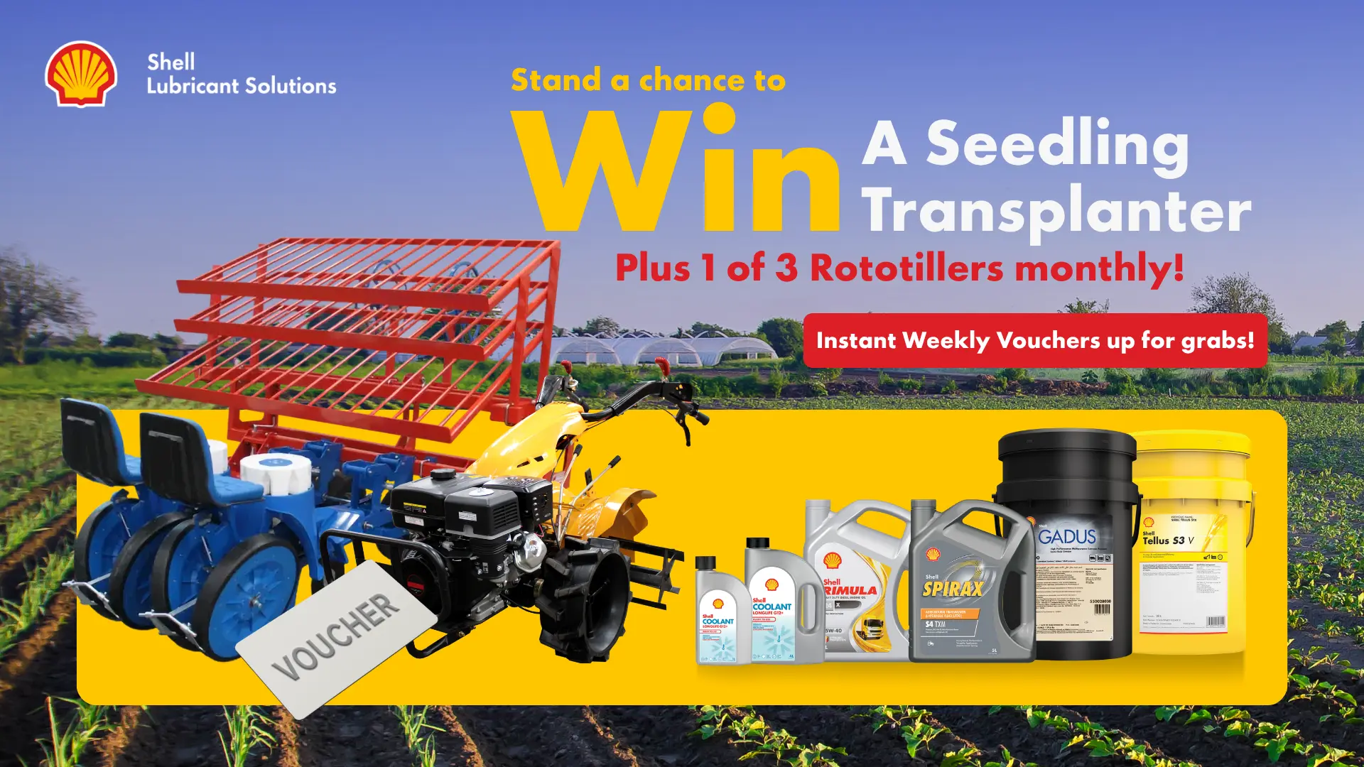 Stand a chance to win agricultural equipment and weekly vouchers | Shell Lubricant Solutions