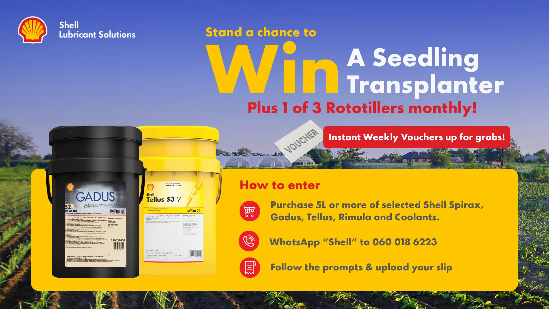 Win a Seedling Transplanter and Rototillers with Shell Gadus and Tellus | Shell Lubricant Solutions