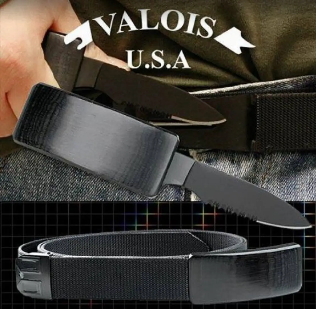 A Adjustable Nylon Belt Black Pakkawood Buckle With Hidden Knife | Outdoor Innovation