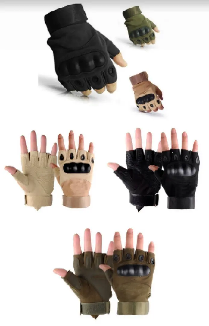 A Men Half finger Tactical Gloves Hard Knuckle(Black, Olive green and Khaki) | Outdoor Innovation