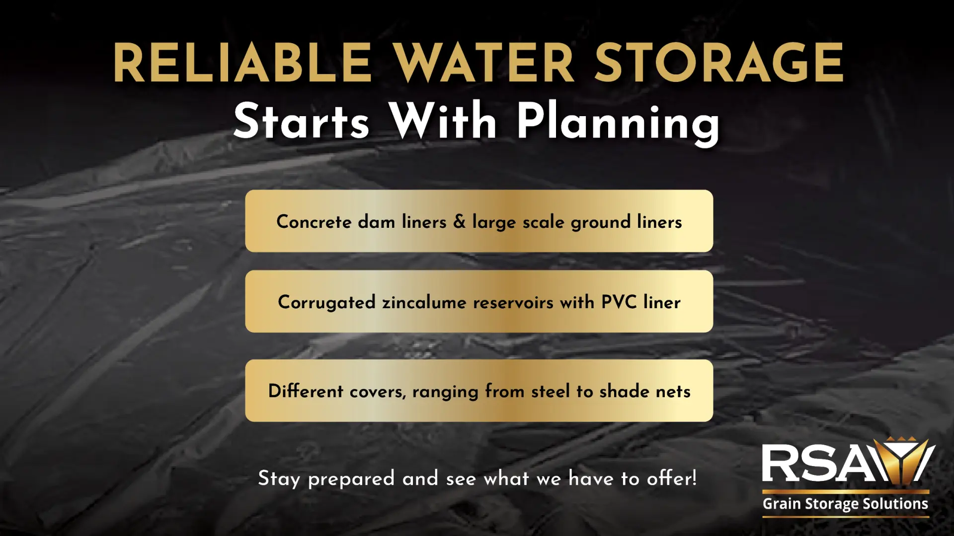 Reliable water storage | Water reservoirs &amp; dam liners | RSA Grain Storage Solutions
