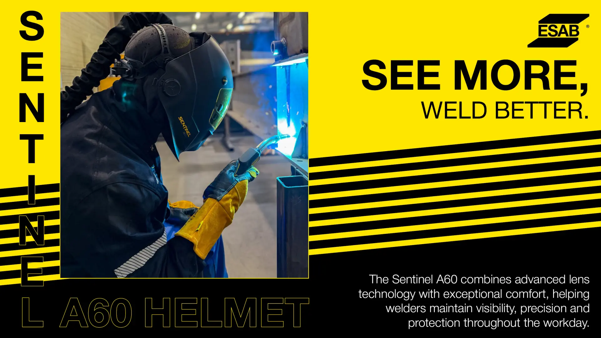See more, weld better | Sentinel A60 Helmet | ESAB South Africa
