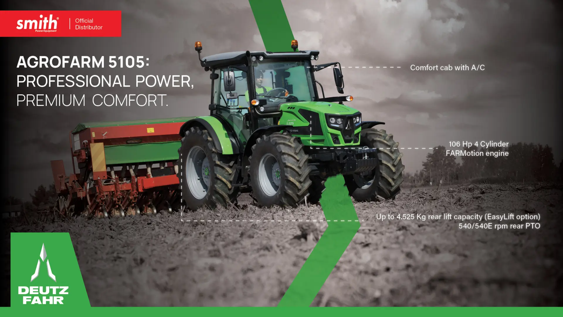 Deutz-Fahr 5105 Cab 4WD Tractor | Professional power, premium comfort | Smith Power Equipment
