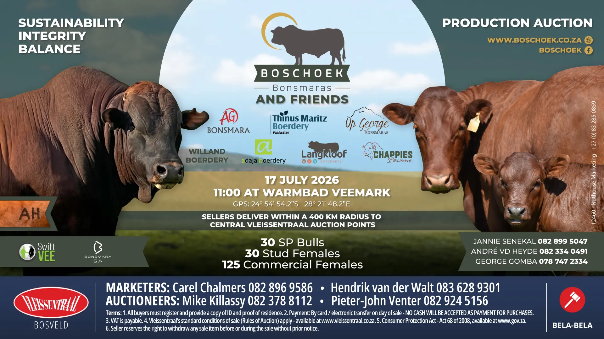 Boschoek Bonsmaras and friends production auction | 17 July 2026 | 11:00 | Warmbad Veemark
