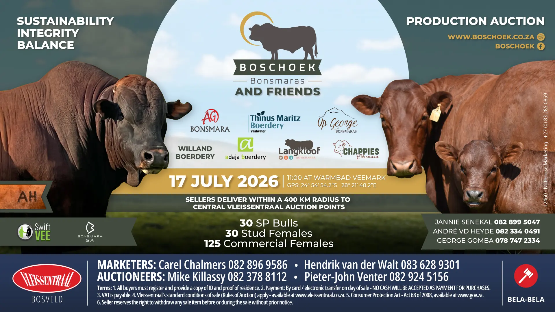 Boschoek Bonsmaras and friends production auction | 17 July 2026 | 11:00 | Warmbad Veemark