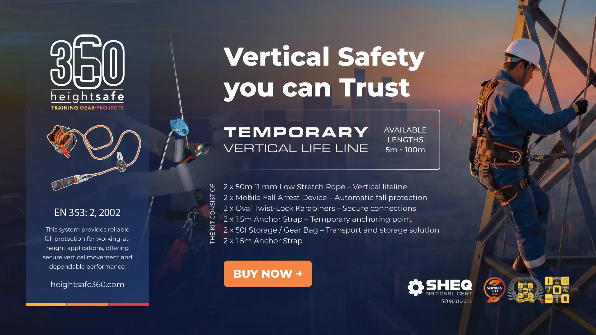 Temporary Vertical Life Line | Vertical safety you can trust | Height Safe 360