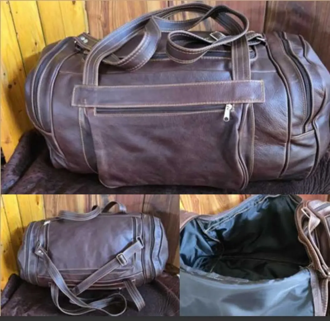 Leather Weekend Bag +-55cm x 34cm x 30 cm | Available in: Brown and tan on request | Outdoor Innovation