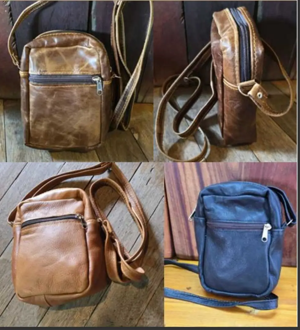 GENUINE LEATHER HIGH QUALITY HANDBAG WITH ZIPS | ±16×20×5 cm | Available in: Brown, Tan and Black | Outdoor Innovation