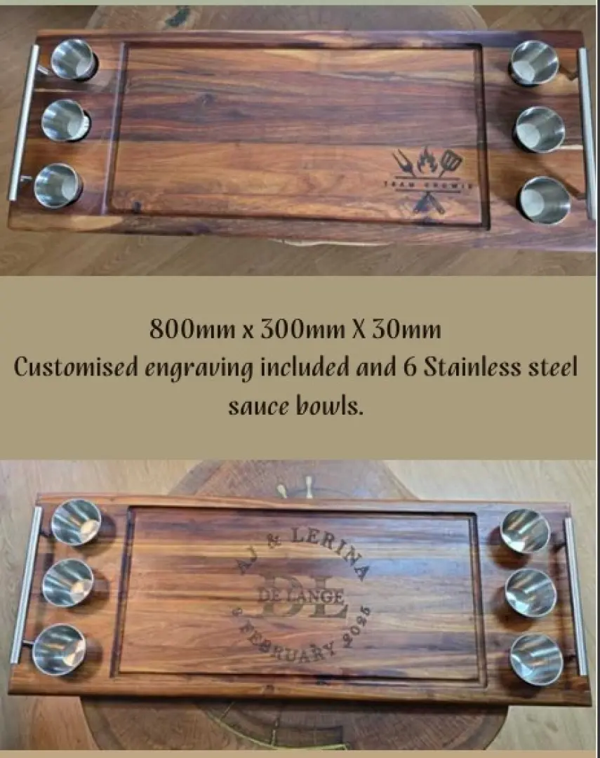 Kiaat plankiesteak board | 800mm x 300mm X 30mm | Outdoor Innovation