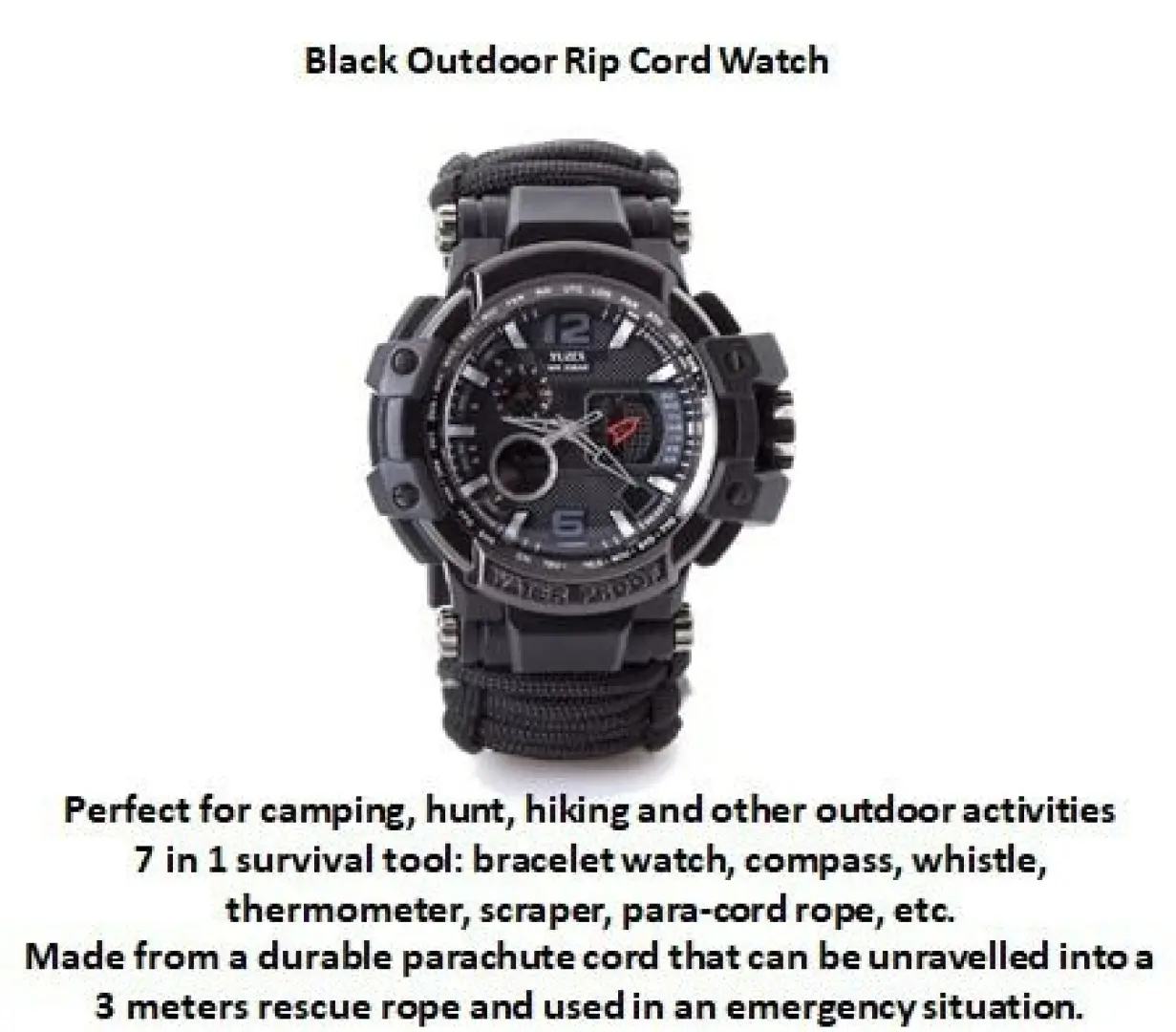 The Black Outdoor Rip Cord Watch | Outdoor Innovation