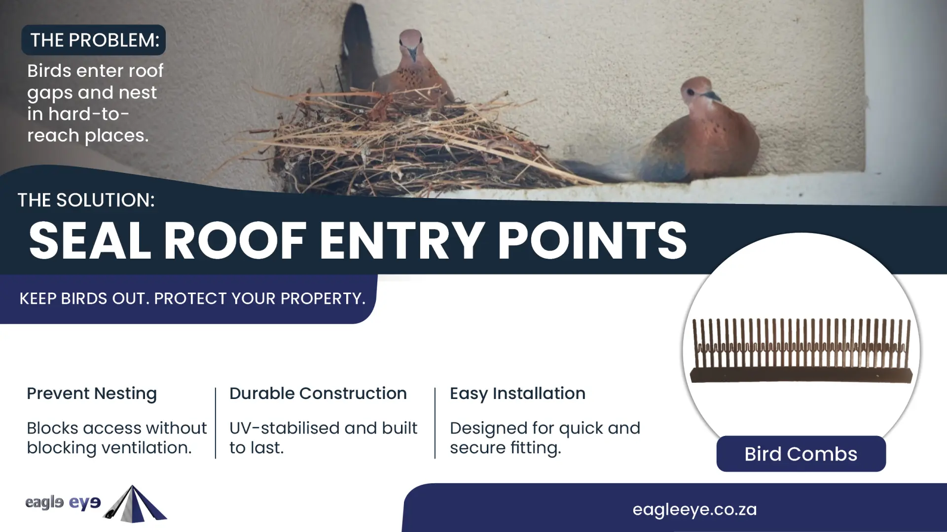 Bird Comb – Effective Roof Entry Point Protection | Eagle Eye Bird Control