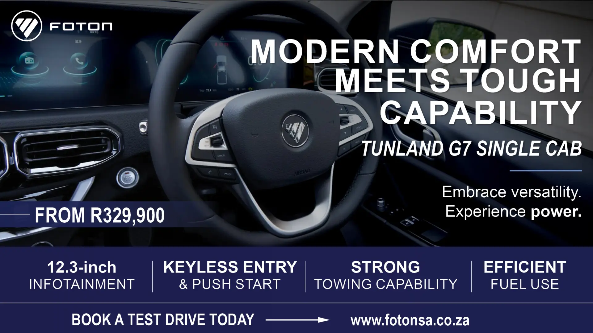 Foton Tunland G7 Single Cab | Modern comfort meets tough capability