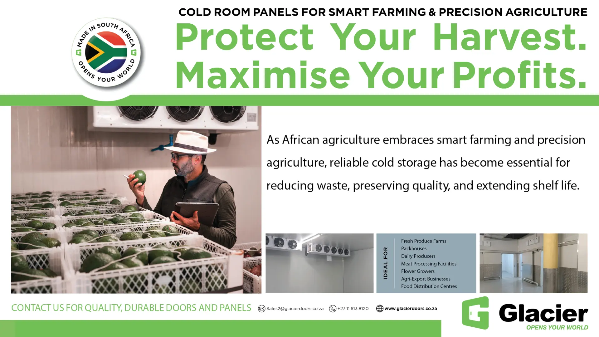 Glacier: Cold room panels for smart farming &amp; precision agriculture