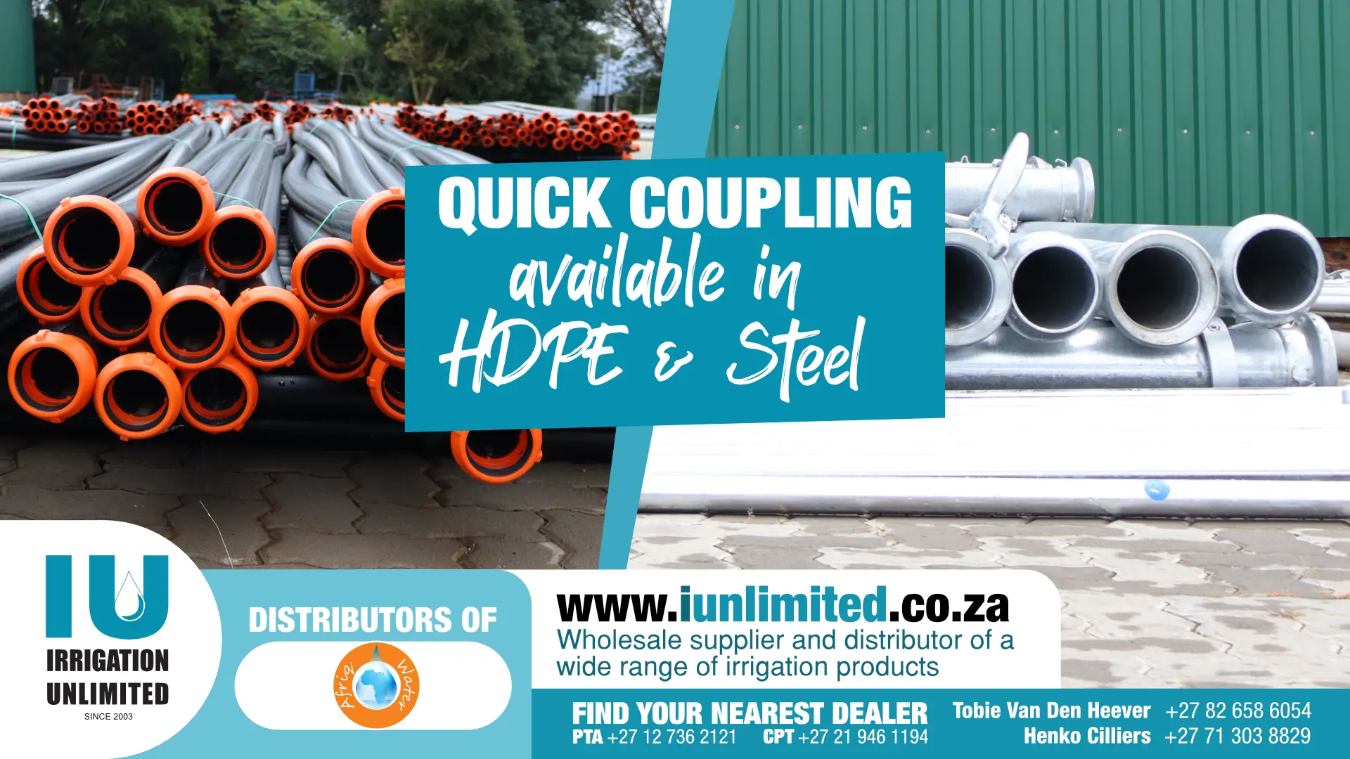 Quick coupling irrigation pipes, HDPE &amp; Steel | Irrigation Unlimited