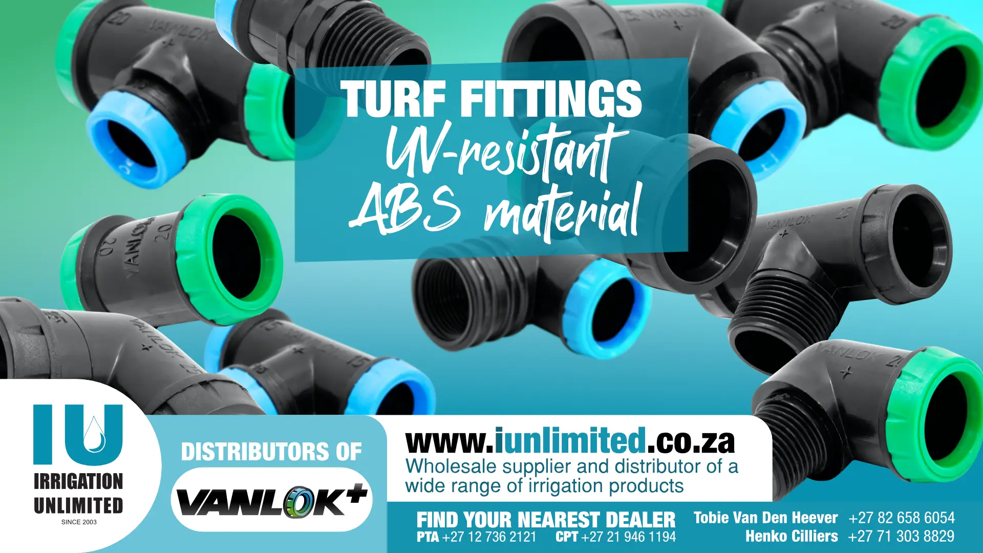 Vanlok+ UV-resistant ABS turf fittings for LDPE irrigation pipe | Irrigation Unlimited