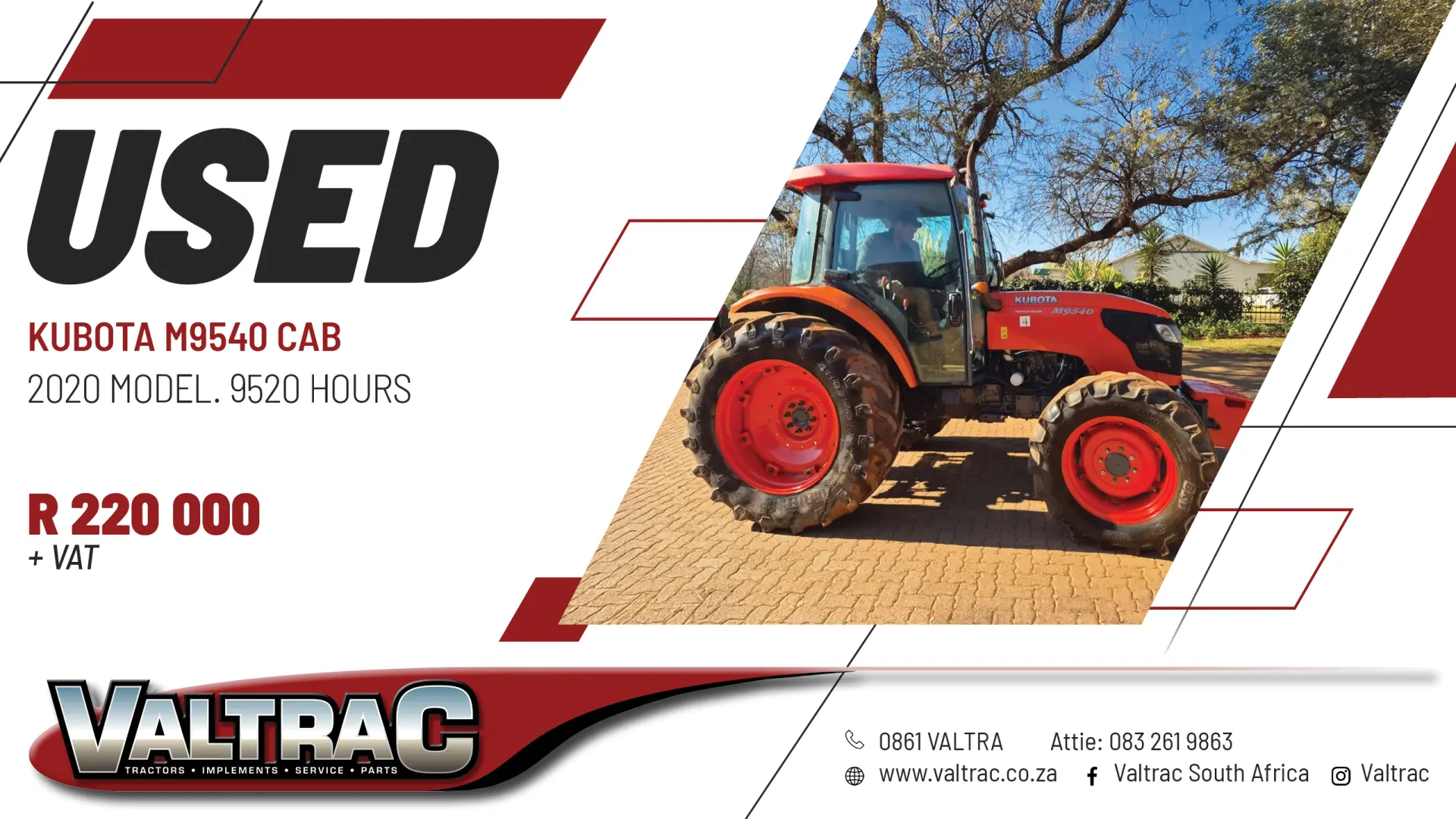 Used Kubota M9540 cab tractor | Valtrac