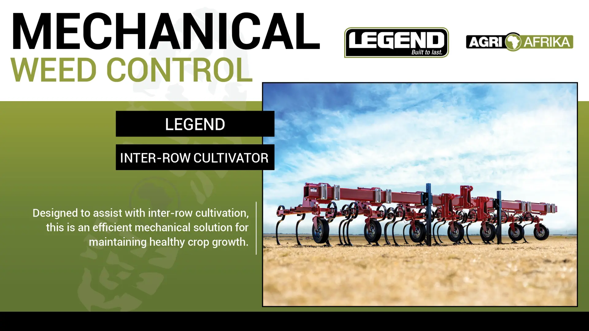 Mechanical weed control | Legend inter-row cultivator | Agri Afrika