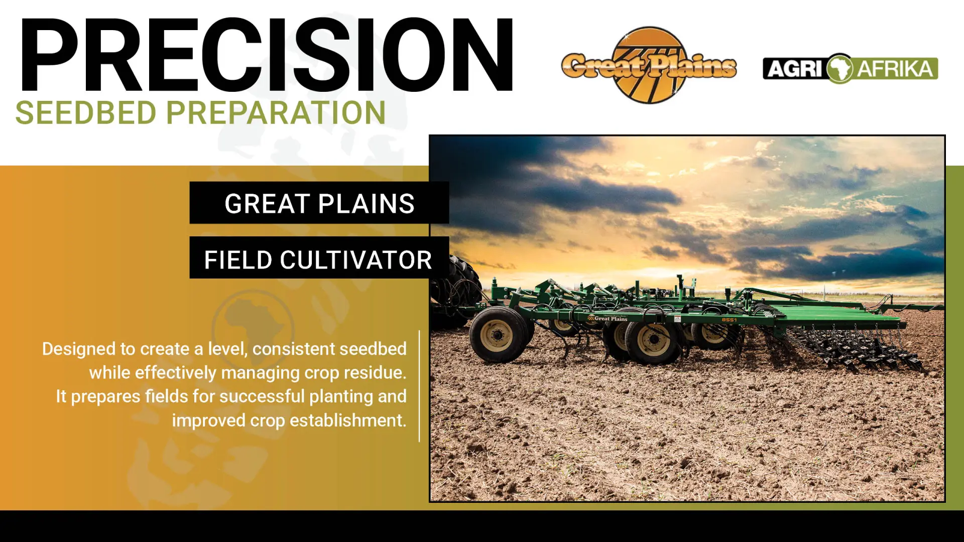 Precision seedbed preparation | Great Plains field cultivator | Agri Afrika