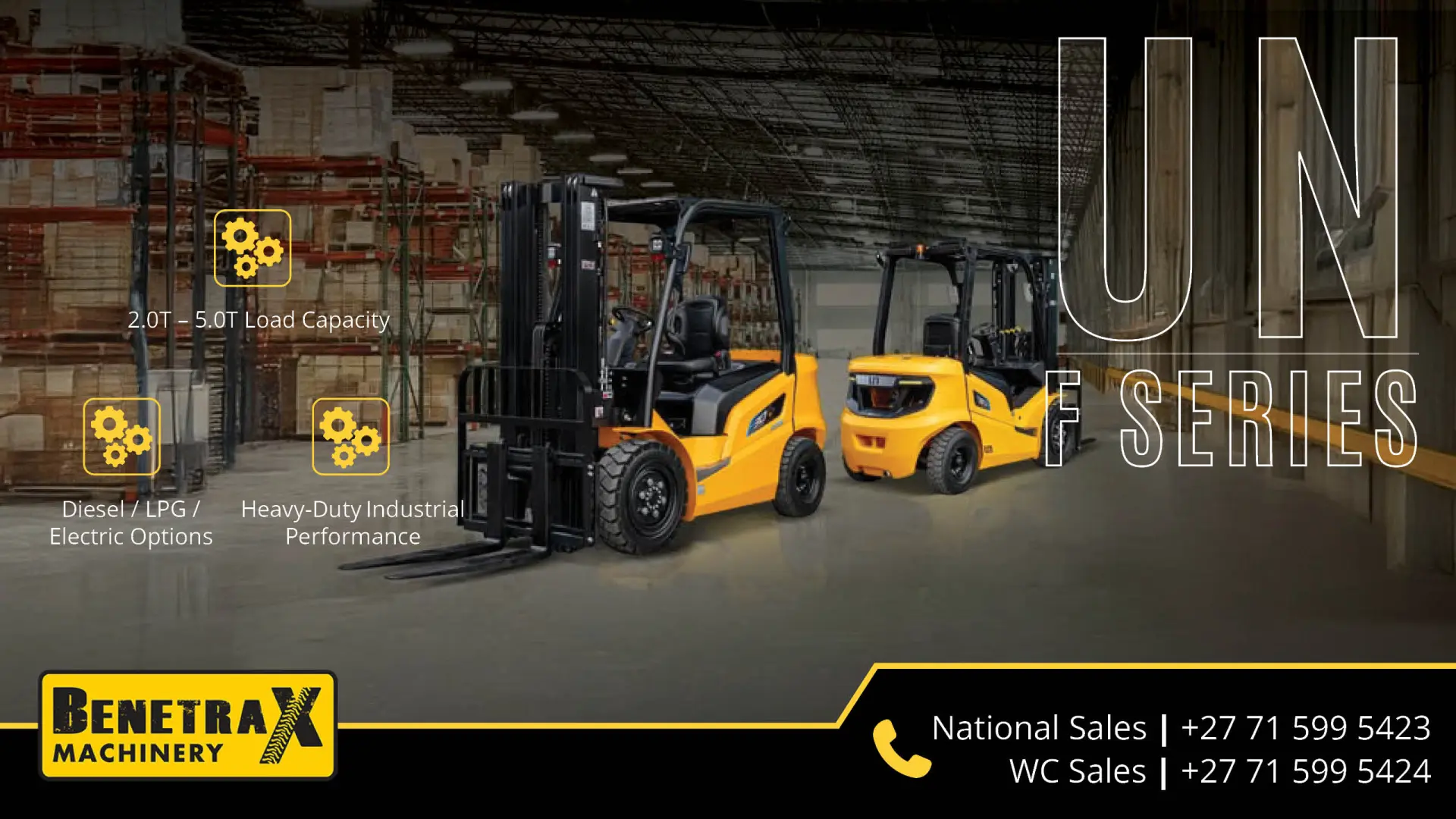 Ensign UN F Series Forklifts | Material handling solutions for every industry with Benetrax Machinery