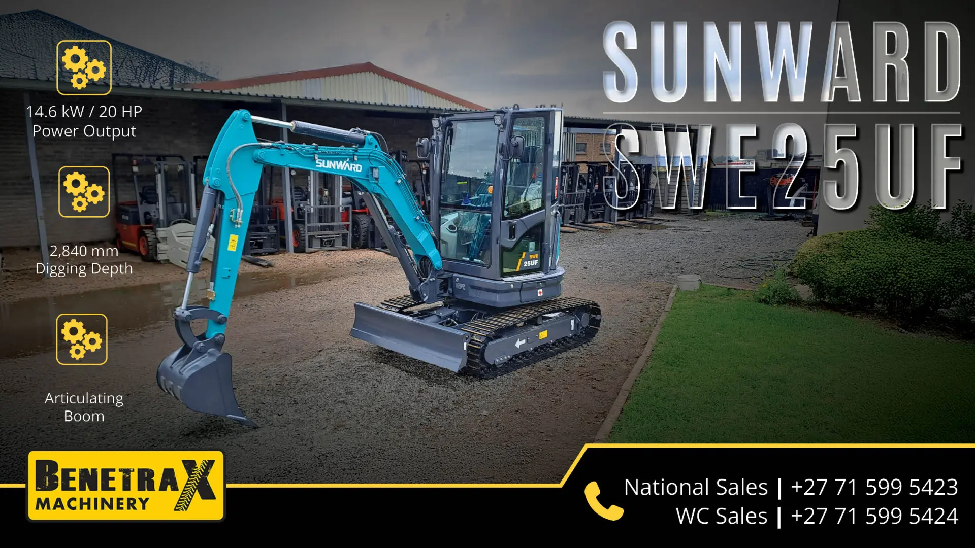Sunward SWE25UF mini excavator | Compact power for precision excavation | Benetrax Machinery