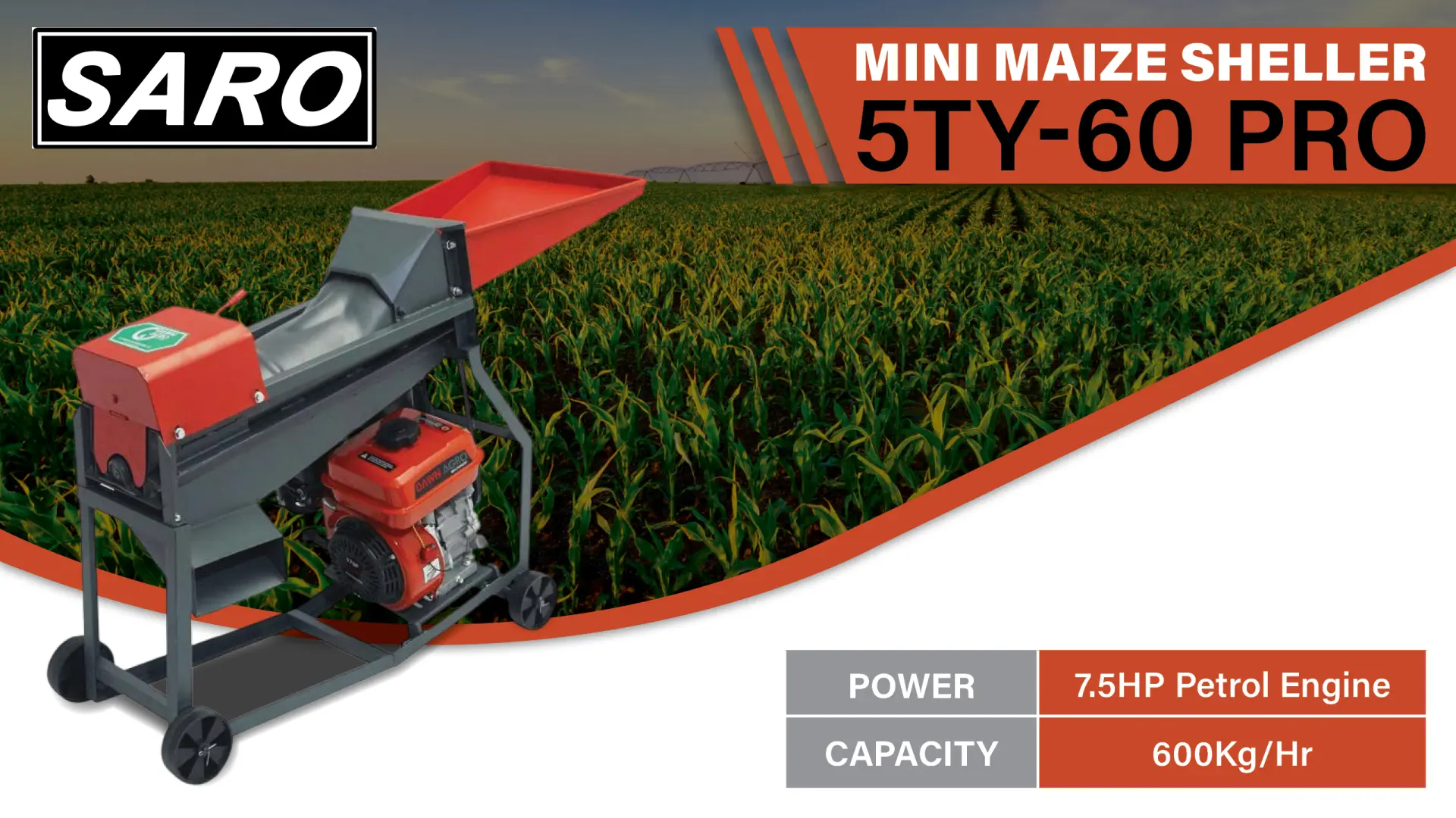 Saro 7.5HP Petrol Engine Mini Maize Sheller — 5TY-60 Pro | Saro Agro
