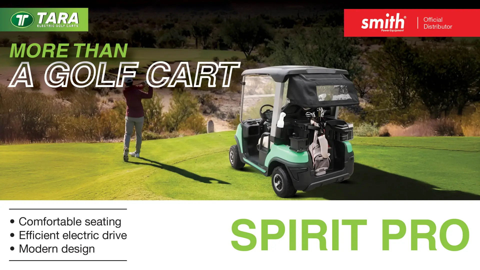 Drive the difference with the TARA Spirit Pro electric golf cart | Smith Power Equipment 