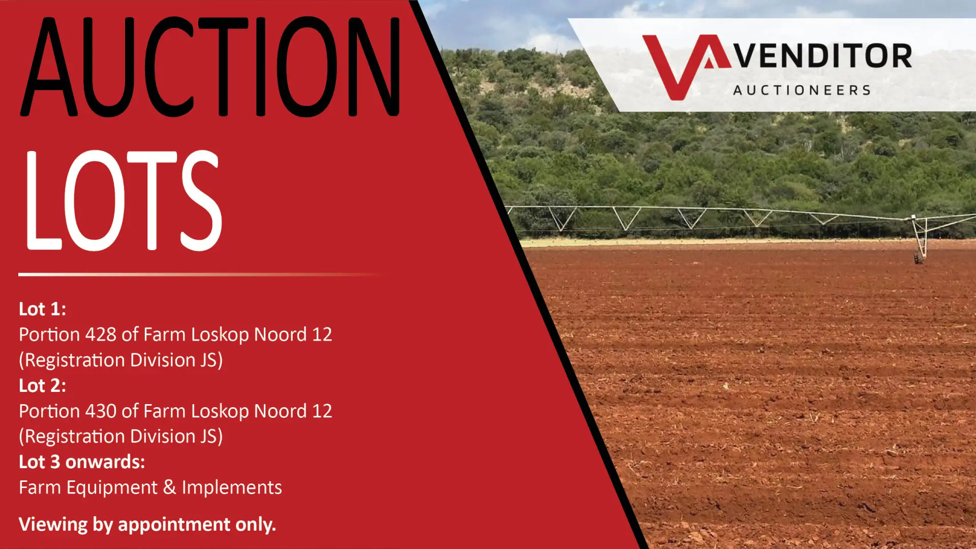 Liquidation Sale | 34 ha Irrigation Farm + Farm Equipment &amp; Implements | 19 August 2026 | 11:00 | Marble Hall
