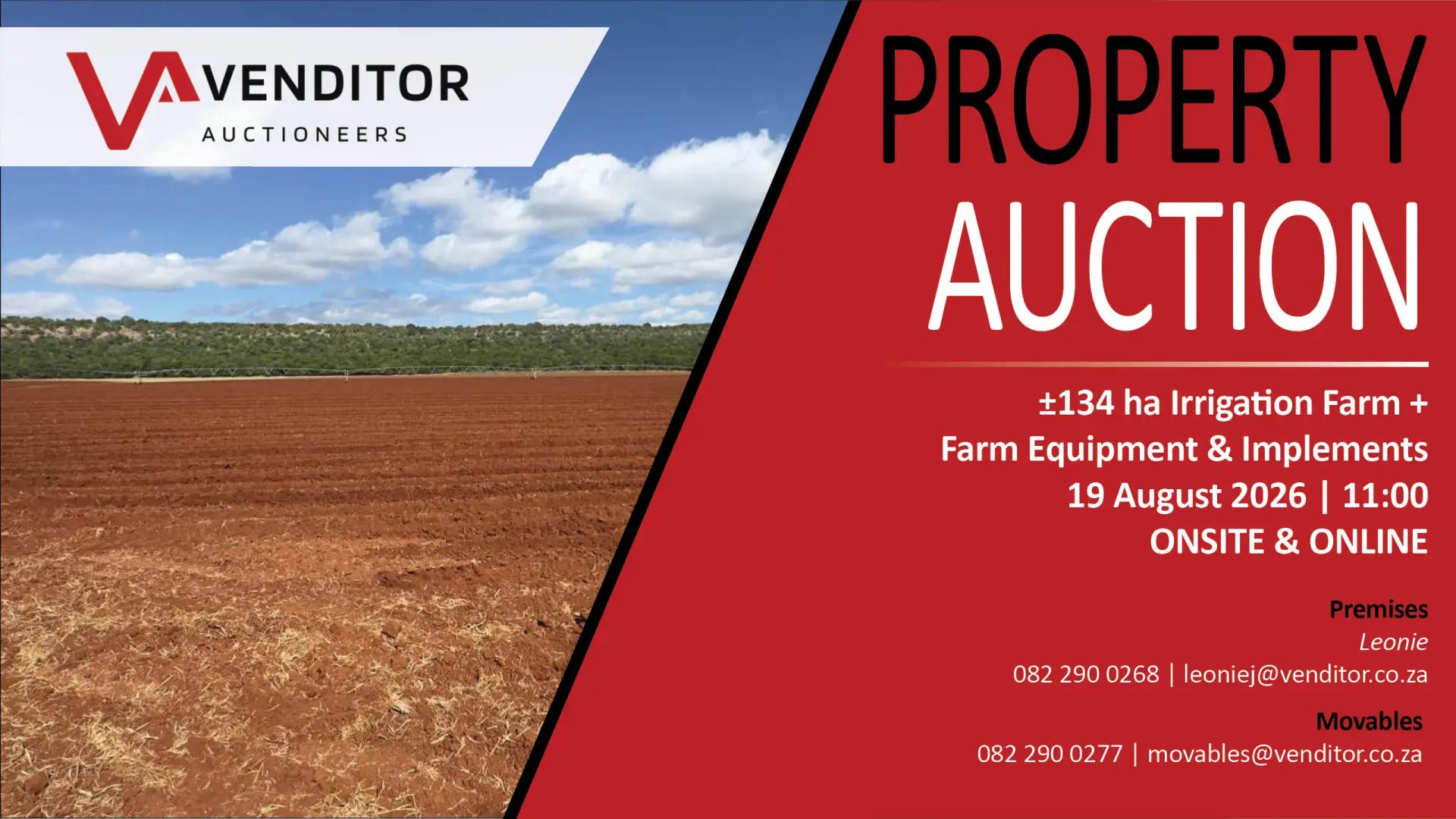 Liquidation Sale | 34 ha Irrigation Farm + Farm Equipment &amp; Implements | 19 August 2026 | 11:00 | Marble Hall