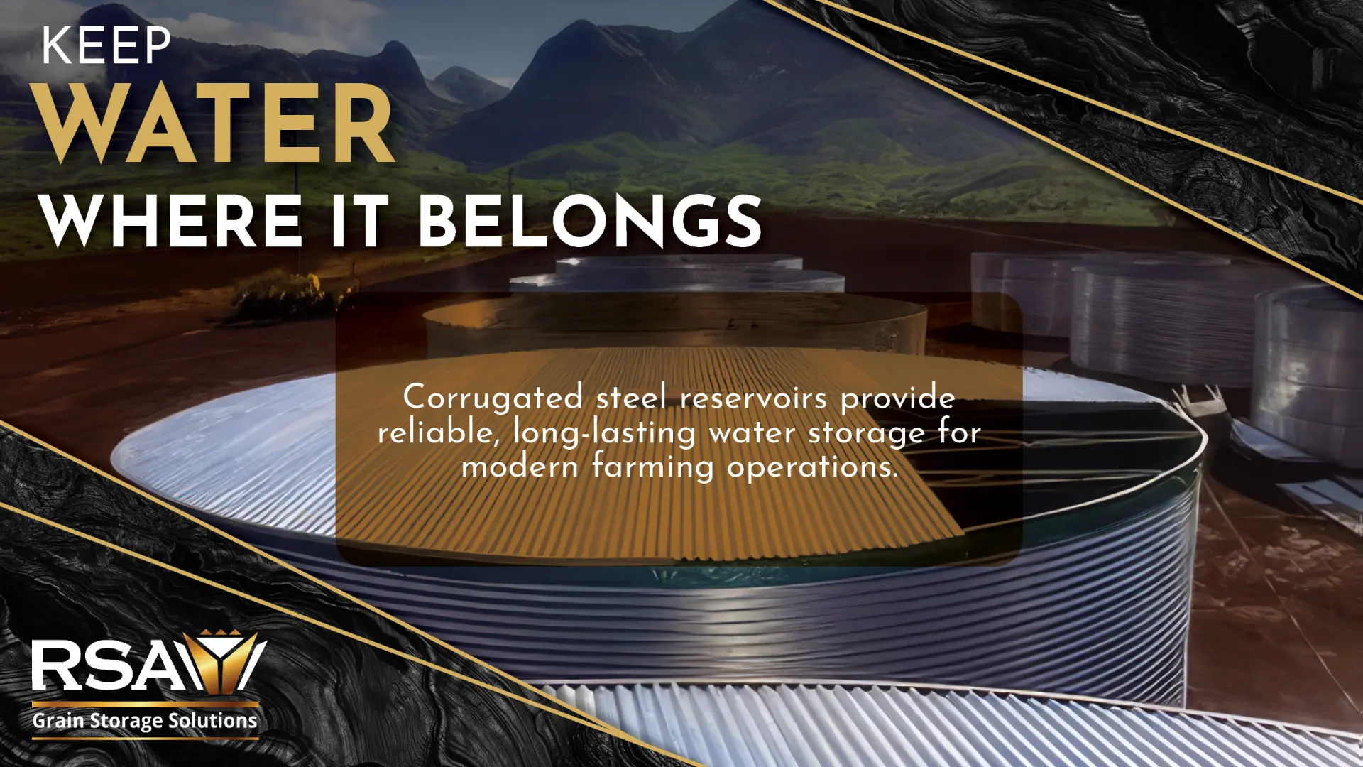 Keep water where it belongs | Corrugated steel water reservoirs | RSA Grain Storage Solutions