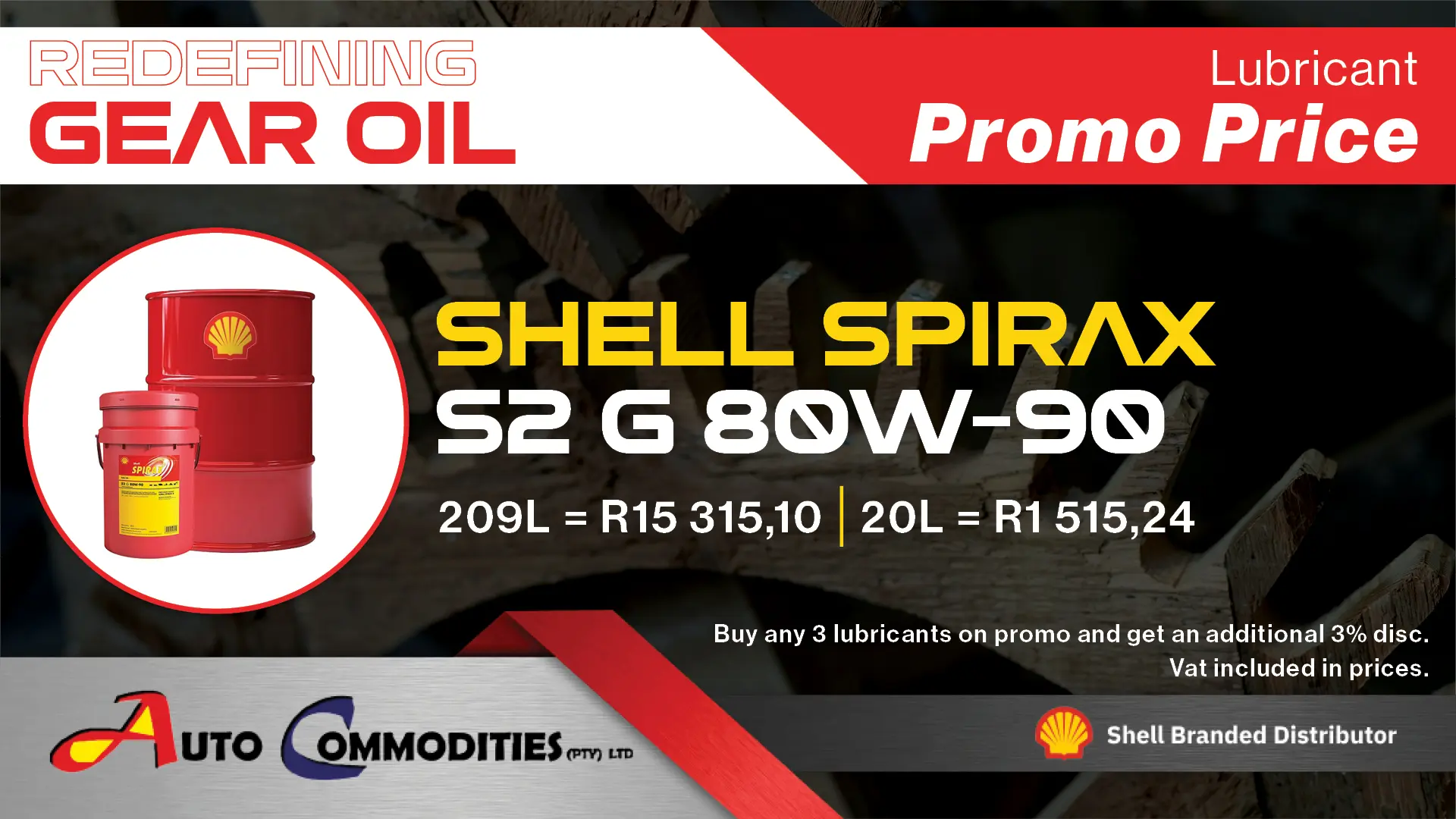Buy any 3 promotional lubricants and receive an additional 3% discount | Auto Commodities