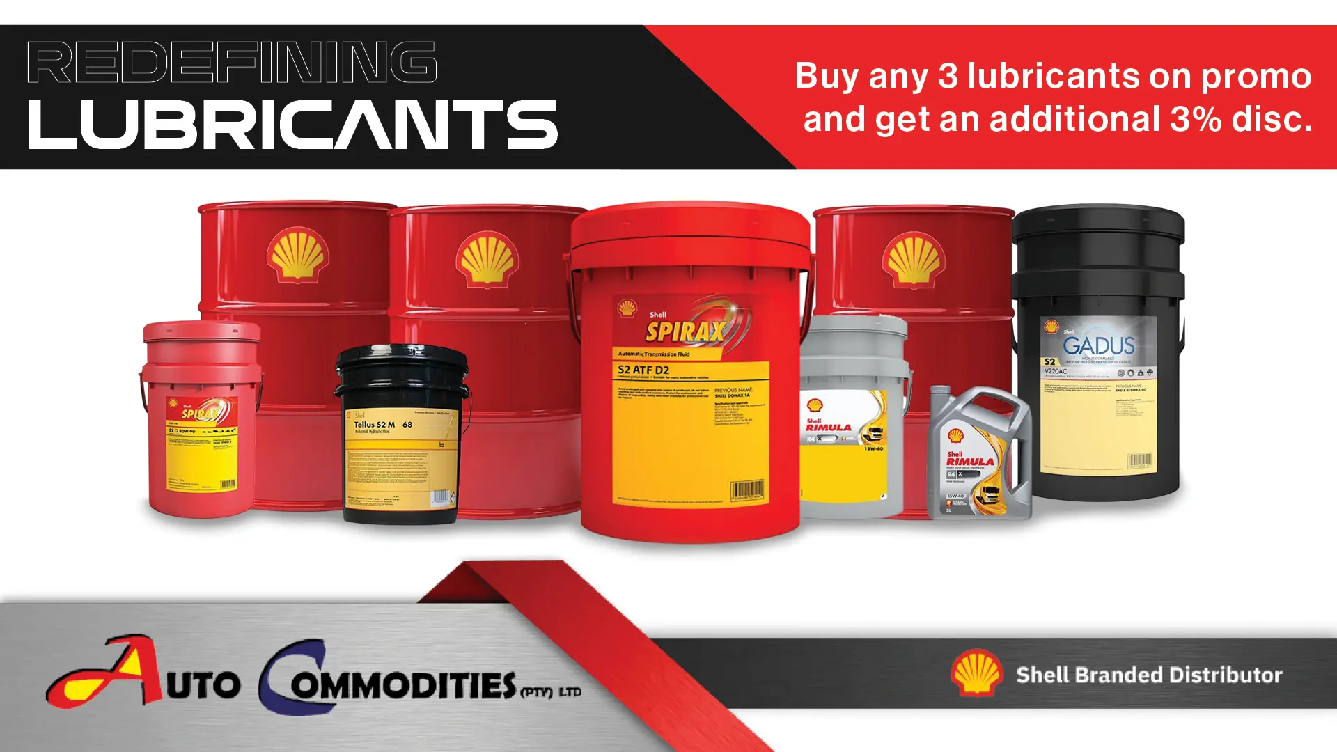 Buy any 3 promotional lubricants and receive an additional 3% discount | Auto Commodities
