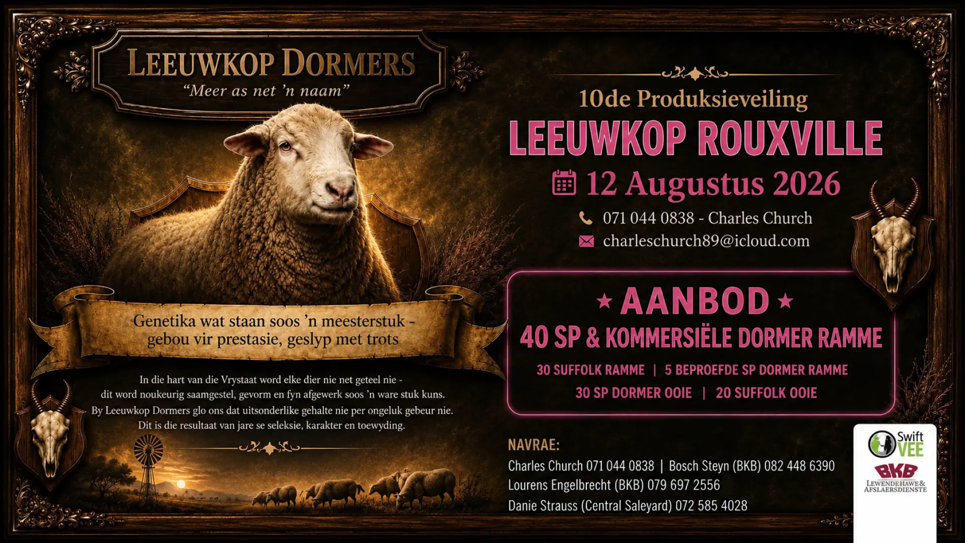 Leeuwkop Dormers 10de Produksieveiling | 12 Augustus 2026 | 11:00 | Leeuwkop Plaas, Rouxville