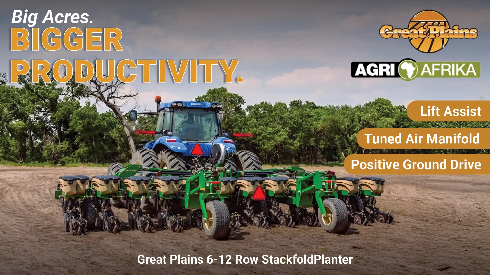Big Acres | Bigger Productivity | Great Plains 6-12 Row Stackfold Planter | Agri Afrika 
