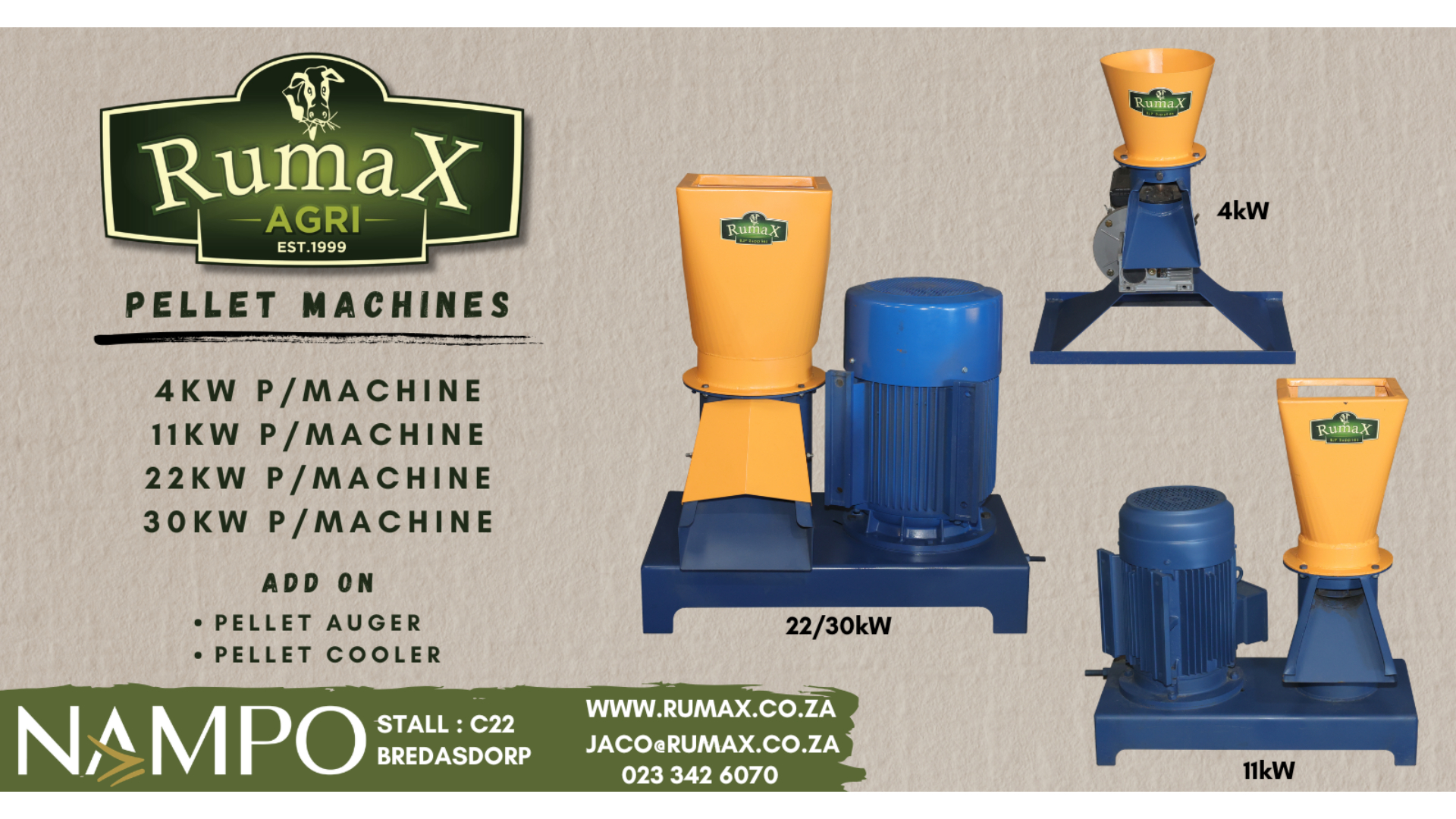 Heavy-Duty Rumax Feed Pellet Machines (4kW, 11kW, 22kW &amp; 30kW) | Rumax Agri