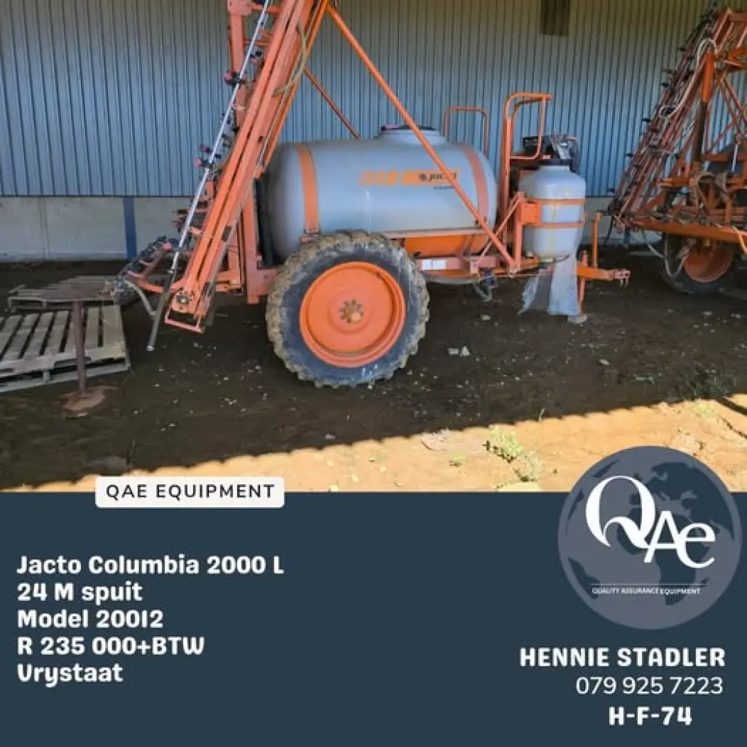 Jacto Columbia 2000L 24M Spuit | 2012 Model | Vrystaat | QAC Equipment