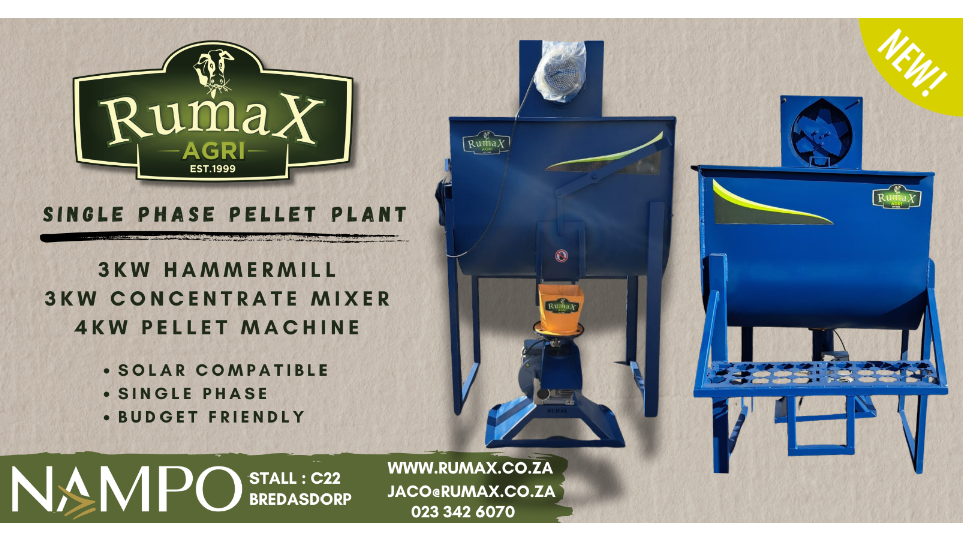 Heavy-Duty Rumax Single Phase Pellet Plant (Solar Compatible &amp; Budget-Friendly) | Rumax Agri