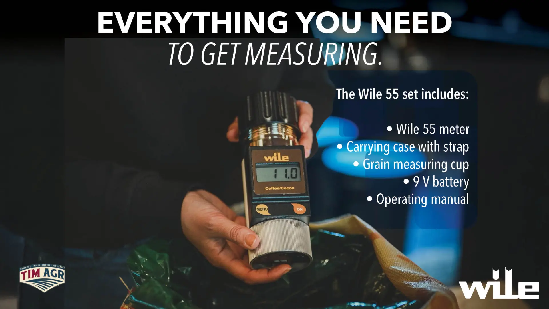 Everything you need to get measuring | Wile 55 grain and coffee moisture tester | TIMAGRI