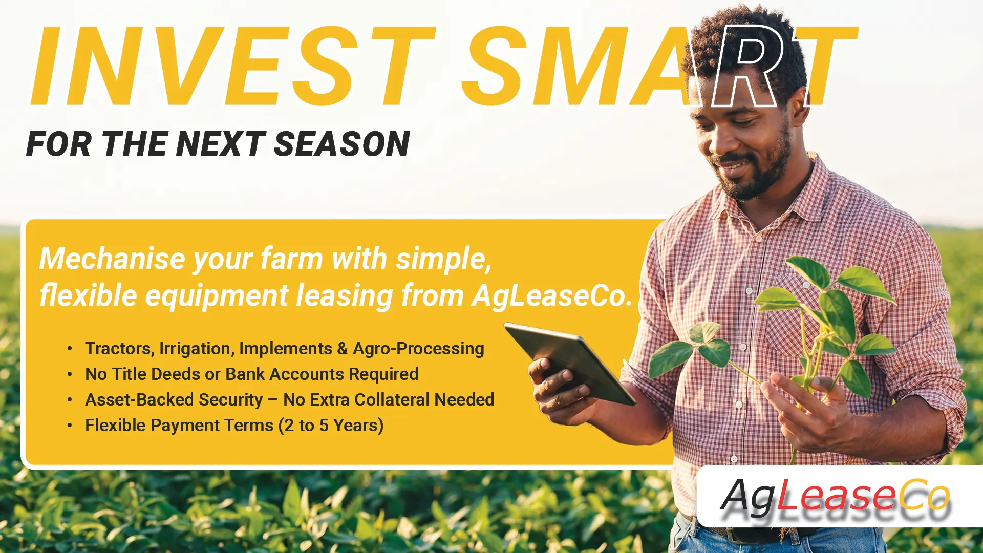 Invest smart for the next season with AgLeaseCo | Equipment leasing solutions