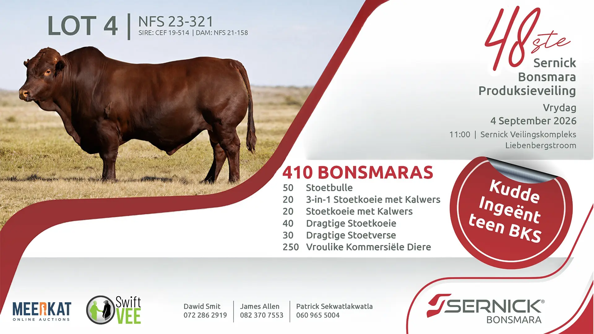 Sernick Bonsmara 48ste produksieveiling | 4 September 2026 | 11:00 | Sernick Veilingskompleks, Liebenbergstroom