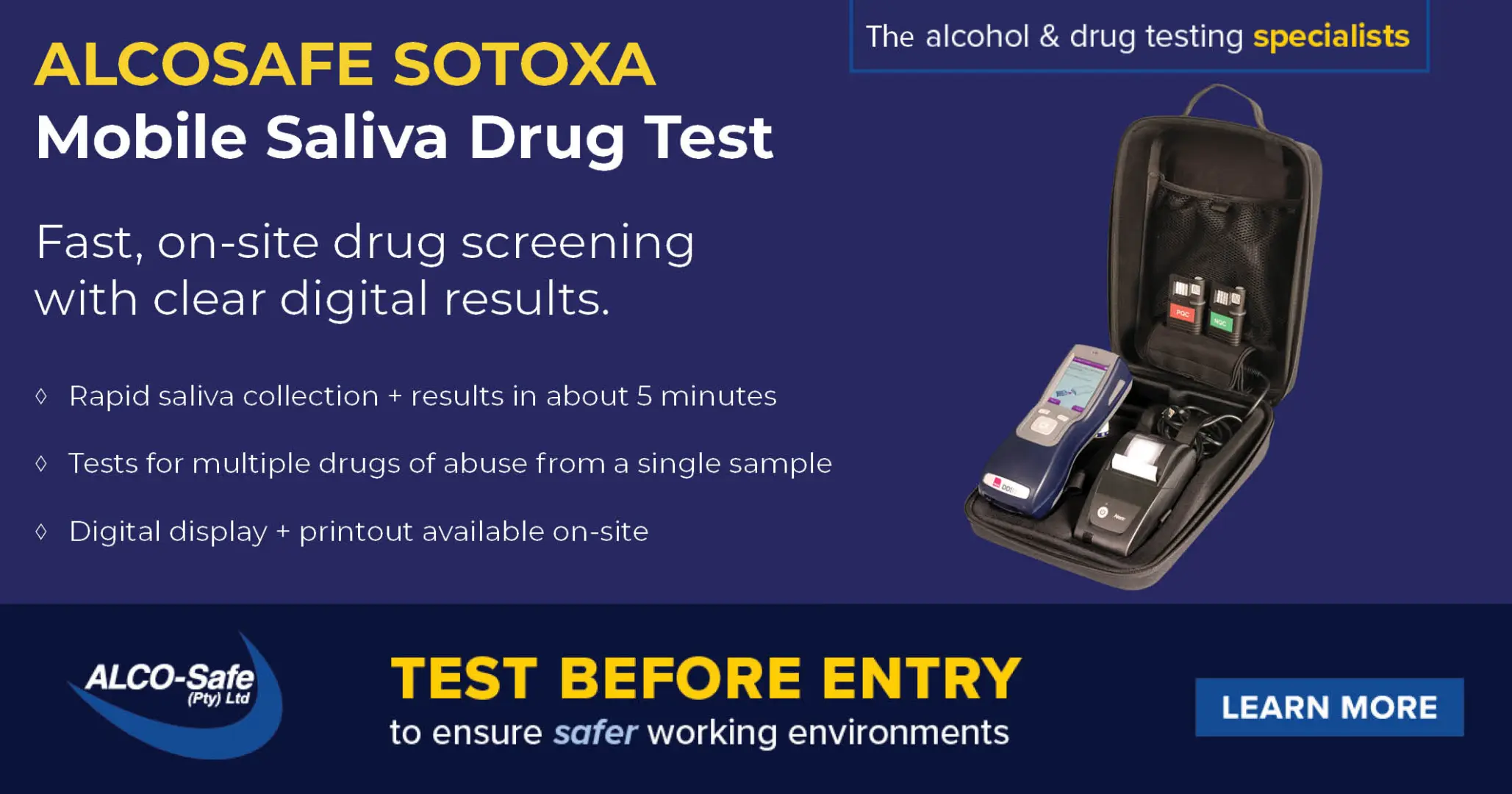 Alcosafe Sotoxa Mobile Saliva Drug Test |  ALCO-Safe (Pty) Ltd