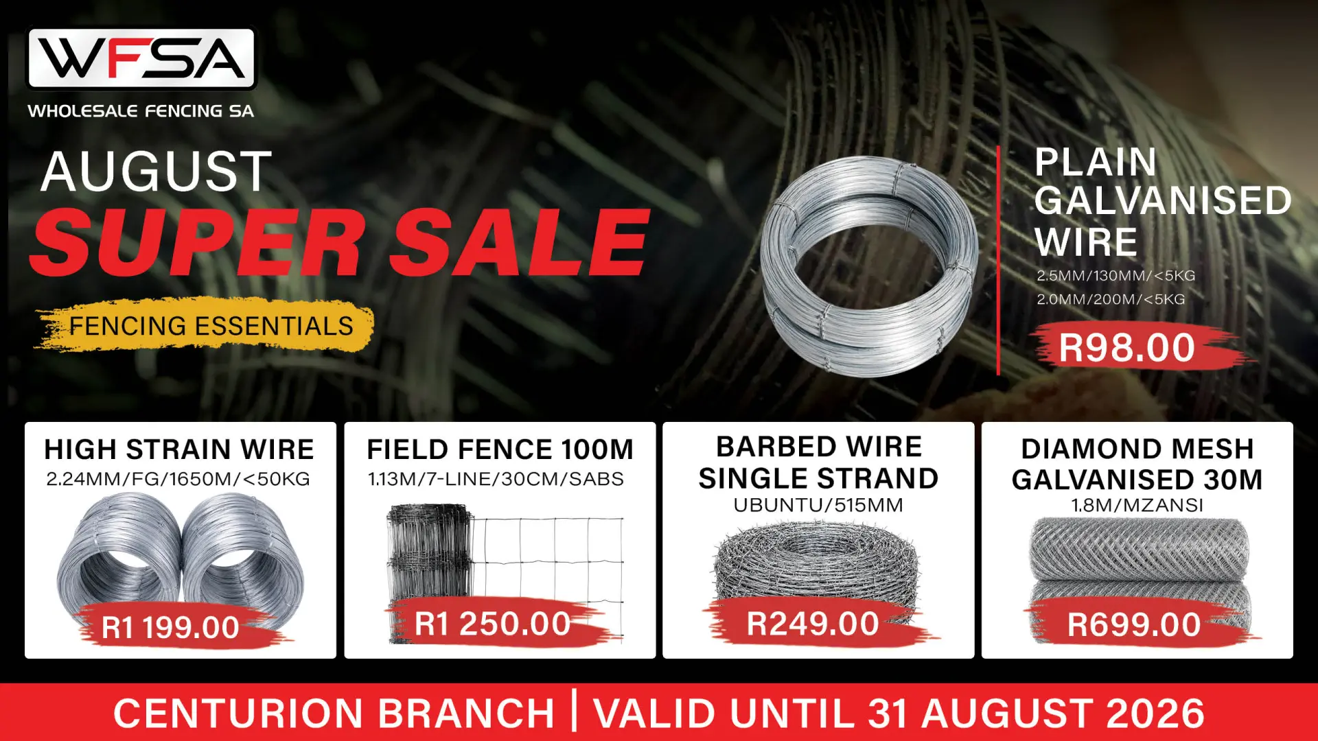 August SUPER SALE | Fencing Essentials | Plain &amp; Galvanised Wire | Wholesale Fencing