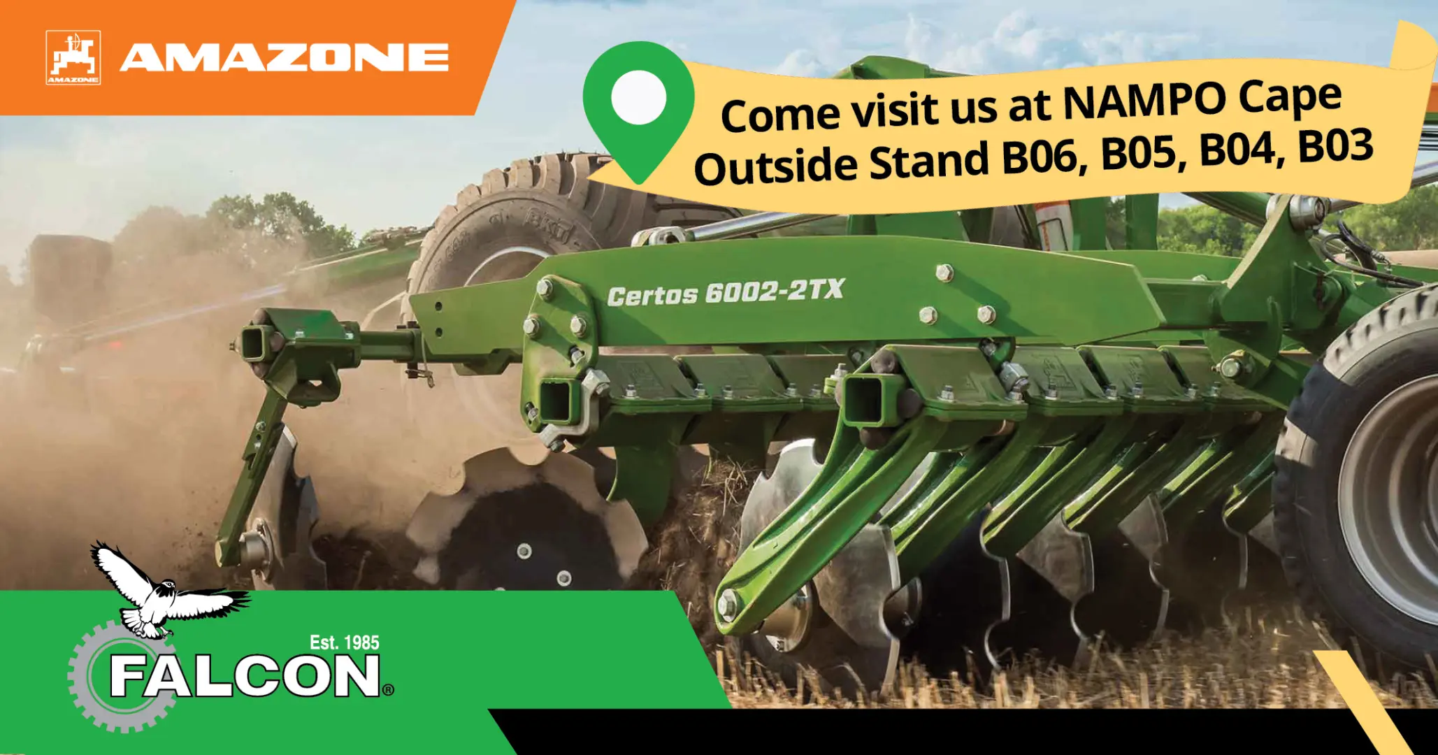 We’d Love to Meet You at NAMPO Cape! | Outside Stands B03, B04, B05, B06 | Falcon Equipment