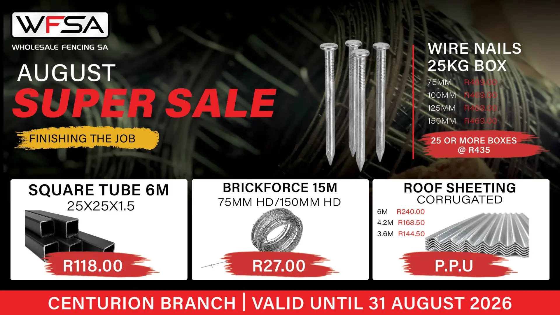 August SUPER SALE | Finishing Job | Wholesale Fencing