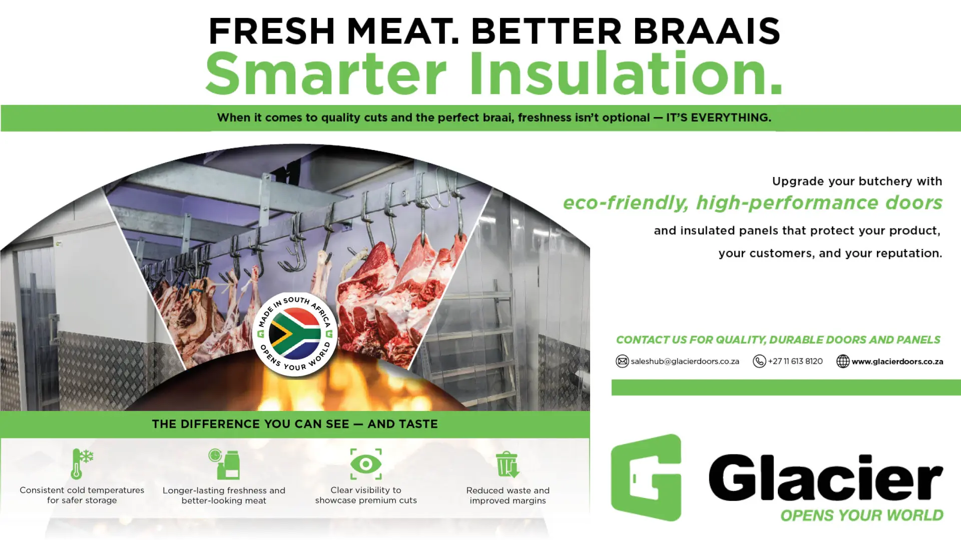Eco-friendly insulated doors &amp; panels for butcheries and cold storage | Glacier
