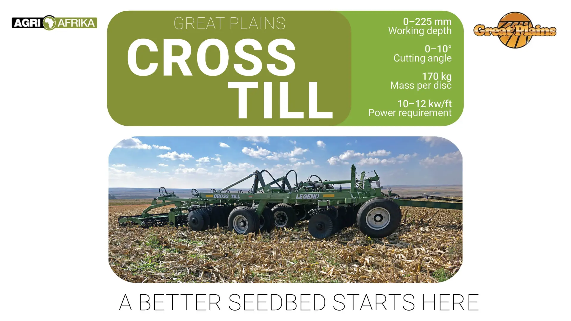 Versatile Tillage with 0–225 mm Working Depth: Great Plains Cross Till | Agri Afrika